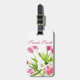 Etiqueta Para Maletas Bouquet Tulips de primavera personalizable