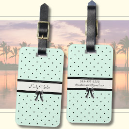 Etiqueta Para Maletas Boutique Chic Mint Green Polka Dot Monogram
