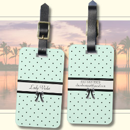 Etiqueta Para Maletas Boutique Chic Verde Menta Lunares Monograma