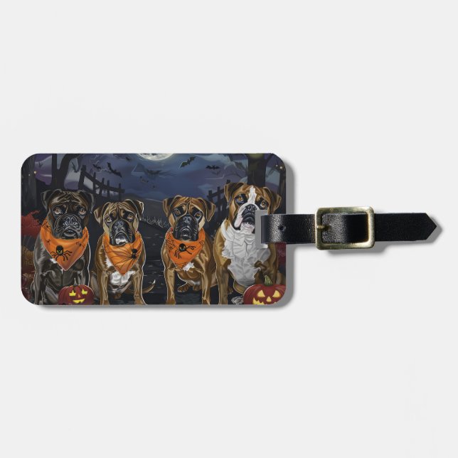Etiqueta Para Maletas Boxer Halloween Espeluznante (Frente Horizontal)