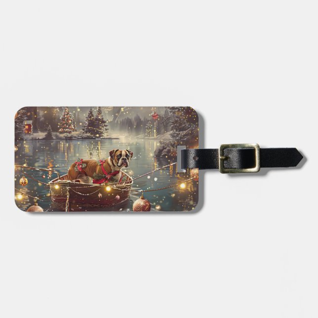 Etiqueta Para Maletas Boxer Navidades Festividad (Frente Horizontal)