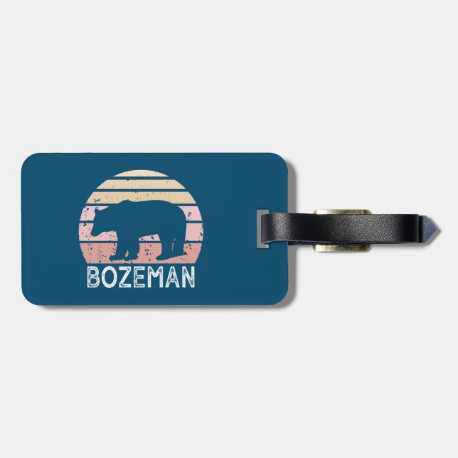Etiqueta Para Maletas Bozeman Montana Retro Bear (Atrás Horizontal)