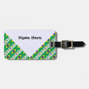 Etiqueta Para Maletas Brasil Bandera Brasil Azulejo Nombre Personalizado