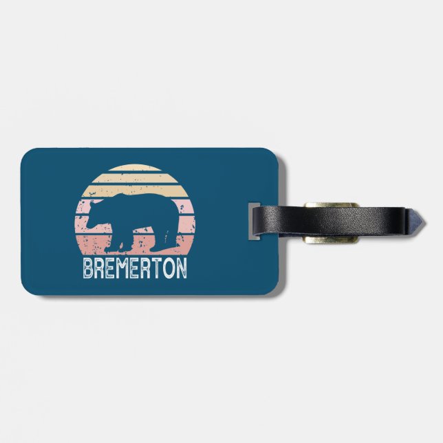 Etiqueta Para Maletas Bremerton Washington Retro Bear (Atrás Horizontal)