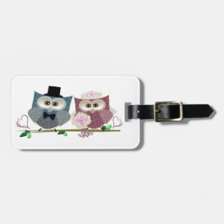 Etiqueta Para Maletas Bride y Groom adorables Lechuzas