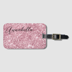Etiqueta Para Maletas Brillante Glitter Rosa