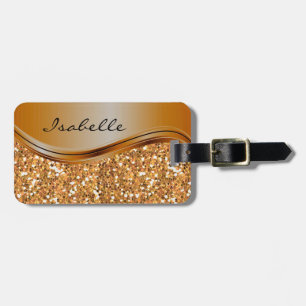 Etiqueta Para Maletas Brillo Glam Terra Cotta Metal Personalizado