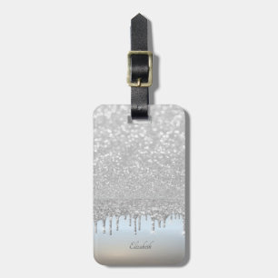 Etiqueta Para Maletas Brillos Elegantes de Bokeh de Plata