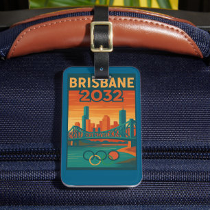 Etiqueta Para Maletas Brisbane 2032 Retro Futurista Australia, Puente St