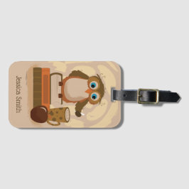 Etiqueta Para Maletas Brown Owl on Books Luggage Tag