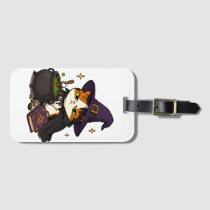 Etiqueta Para Maletas Bruja Gato Gruñón Halloween 