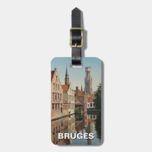 Etiqueta Para Maletas Brujas Bélgica Viaje de recuerdo Vintage
