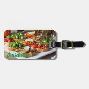 Etiqueta Para Maletas Bruschetta Antipasti con frijol y arugula,