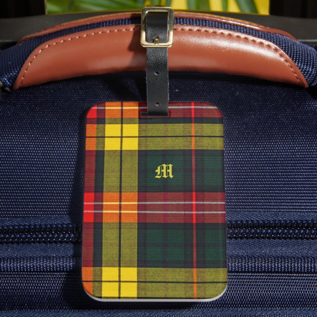 Etiqueta Para Maletas Buchanan Clan Plaid Scottish Pattern Monogram (Anverso In situ 2)