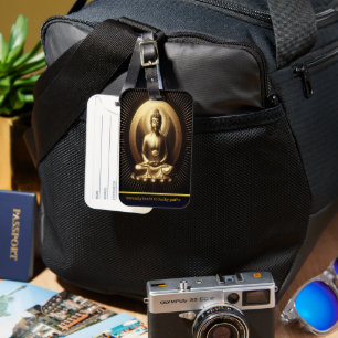 Etiqueta Para Maletas Buda de oro tranquilo en la meditación