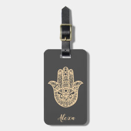 Etiqueta Para Maletas Buena suerte gris personalizada regalo hamsa mano