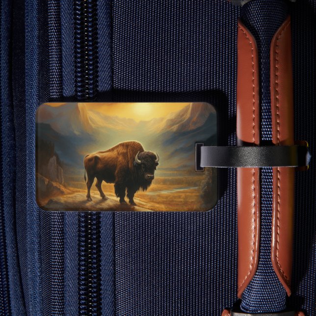 Etiqueta Para Maletas Buffalo Bison Sunset Silhouette (Reverso  In Situ 2)