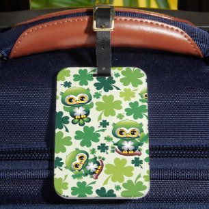 Etiqueta Para Maletas Búho Bebé Lindo Dibujo Animado de San Patricio