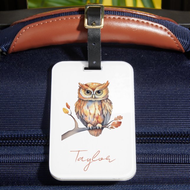 Etiqueta Para Maletas Búho Personalizado (Anverso In situ 2)