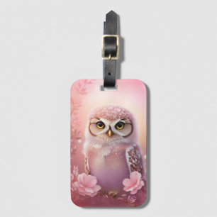 Etiqueta Para Maletas Búho rosado adorable
