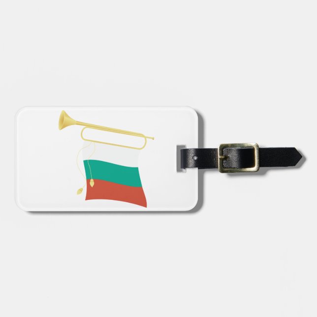Etiqueta Para Maletas Bulgarian Flag and Bugle (Frente Horizontal)