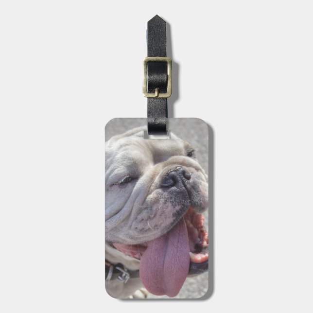 Etiqueta Para Maletas Bulldog blanco feliz (Frente Vertical)