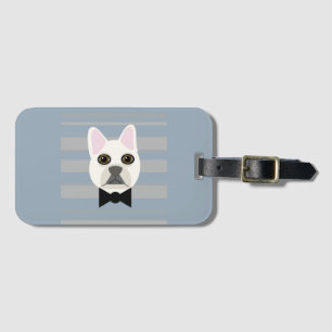 Etiqueta Para Maletas Bulldog blanco francés, rayas