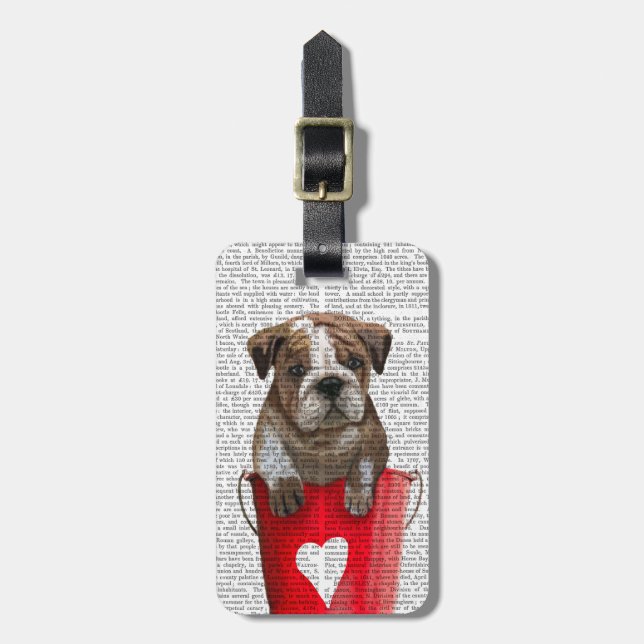 Etiqueta Para Maletas Bulldog Cubo De Amor Rojo (Frente Vertical)