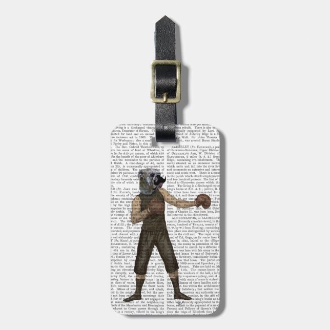 Etiqueta Para Maletas Bulldog de boxeo lleno (Frente Vertical)