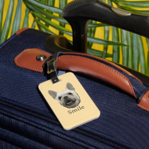 Etiqueta Para Maletas Bulldog Francés Beige Sonriente