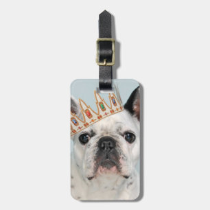 Etiqueta Para Maletas Bulldog francés con corona