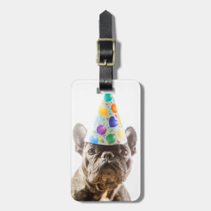 Etiqueta Para Maletas Bulldog francés con Gorra Fiesta