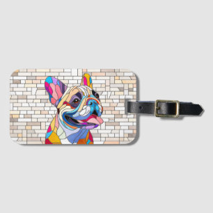 Etiqueta Para Maletas Bulldog francés - Frenchie - mosaico colorido