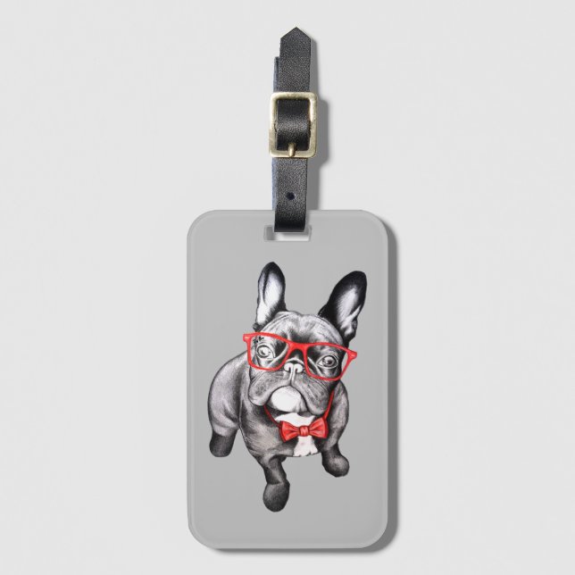 Etiqueta Para Maletas Bulldog francés personalizado (Anverso vertical)