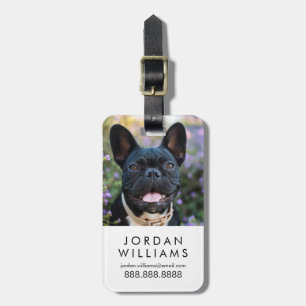 Etiqueta Para Maletas Bulldog francés se sienta en las flores