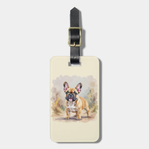 Etiqueta Para Maletas Bulldog francés Tan Perro Cute Frenchie de color f