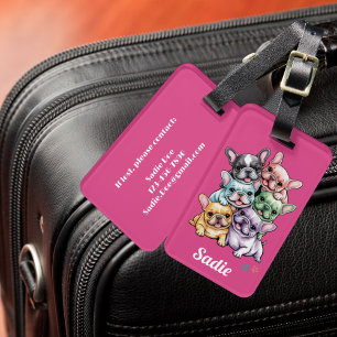 Etiqueta Para Maletas Bulldog Francés Viajes Aventuras Lindo Rosa Femeni