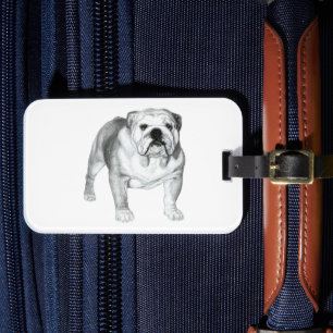 Etiqueta Para Maletas Bulldog Inglés dibujado a mano