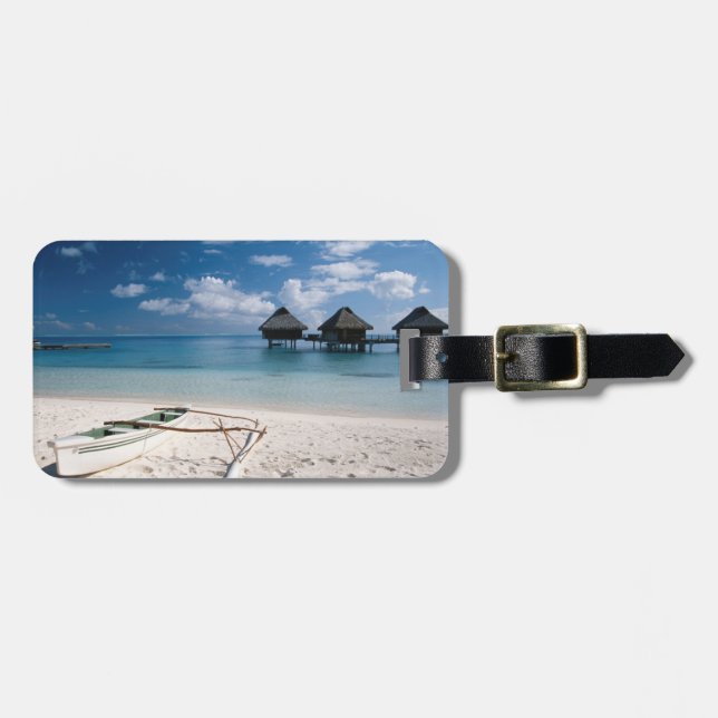 Etiqueta Para Maletas Bungalows de la playa de Motu Toopua (Frente Horizontal)
