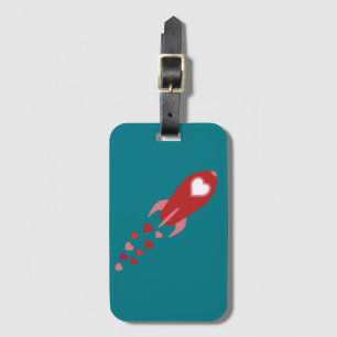 Etiqueta Para Maletas Buque espacial rosa y rojo