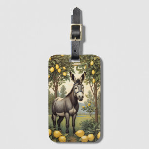 Etiqueta Para Maletas Burro vintage bajo los limoneros