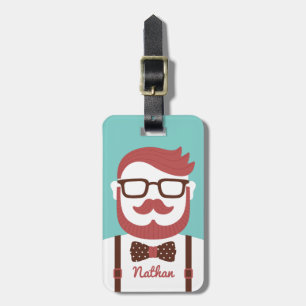 Etiqueta Para Maletas Caballero Bigote Pajarita Personalizada