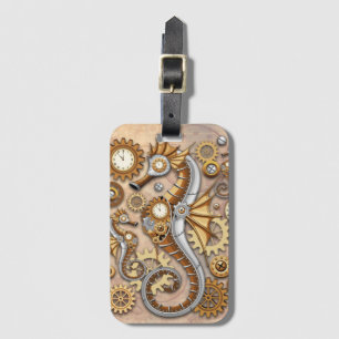 Etiqueta Para Maletas Caballito de mar steampunk arte surrealista vintag