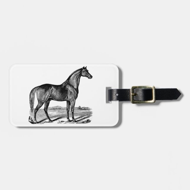 Etiqueta Para Maletas Caballo Antiguo de Pie (Frente Horizontal)