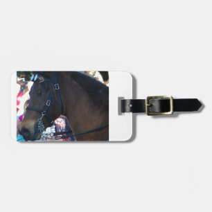 Etiqueta Para Maletas Caballo árabe marrón oscuro con gafas