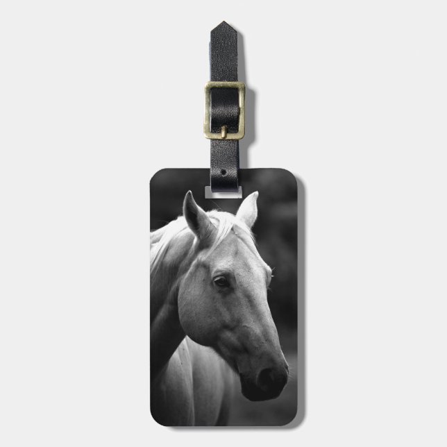 Etiqueta Para Maletas Caballo blanco negro (Frente Vertical)