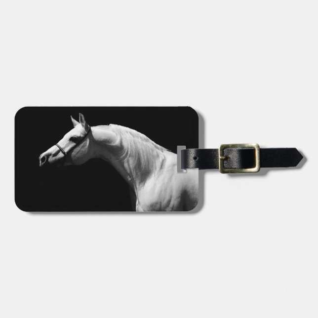 Etiqueta Para Maletas Caballo blanco y negro (Frente Horizontal)