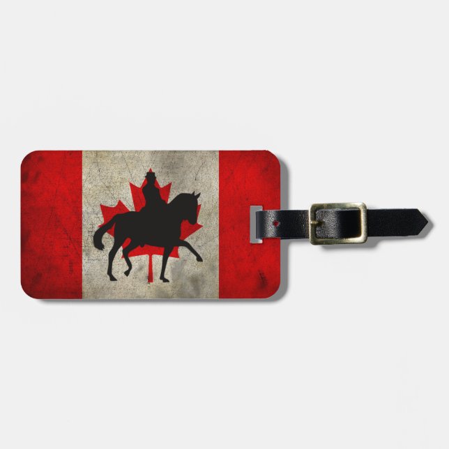 Etiqueta Para Maletas Caballo con bandera canadiense patriótico (Frente Horizontal)