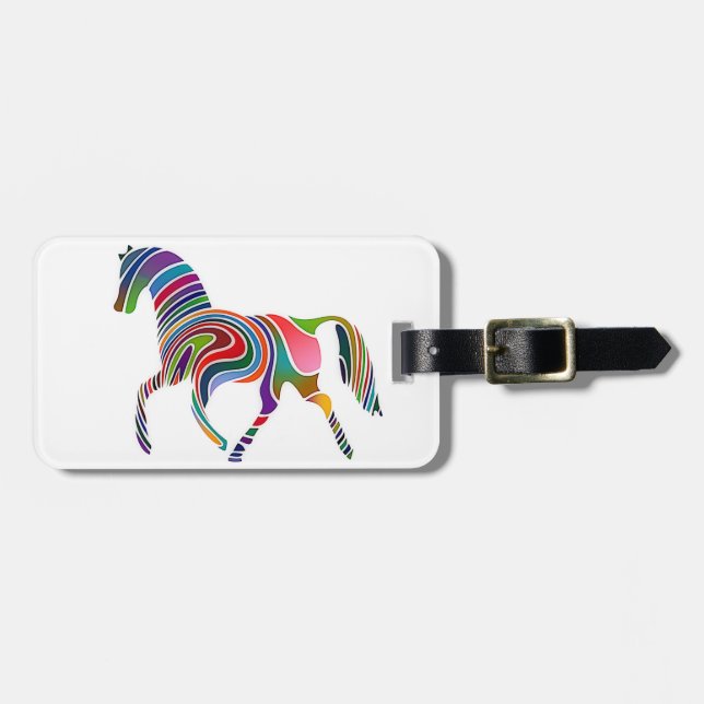 Etiqueta Para Maletas caballo de arco iris (Frente Horizontal)