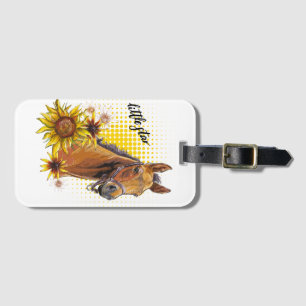 Etiqueta Para Maletas Caballo de dibujo a mano con girasoles T-Shirt Gro